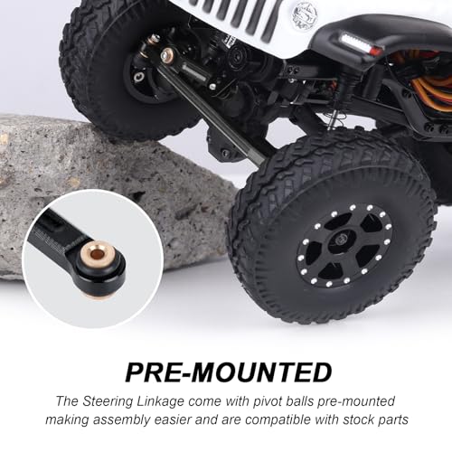 Hobbypark Aluminum Steering Rod Tie Links High-Tightening Linkage for Axial SCX24 Gladiator Bronco C10 JLU Deadbolt B17 1/24 RC Crawler (Black) - color: Black