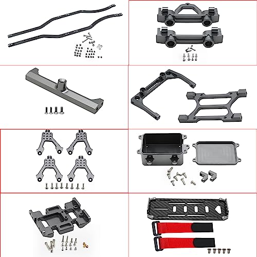 1/10 RC Crawler Carbon Fiber Girder 4MM CNC Metal Car Chassis Frame Body Kit Parts for Axial SCX10 II Rock Off Road Truck (Gray) - color: Gray