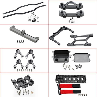 1/10 RC Crawler Carbon Fiber Girder 4MM CNC Metal Car Chassis Frame Body Kit Parts for Axial SCX10 II Rock Off Road Truck (Gray) - color: Gray