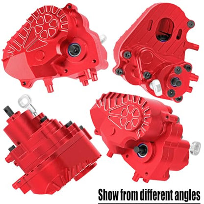 RC Gearbox Upgrades Part for 1/10 Axia 1 SCX10-AXI03004 Capra 1.9 UTB RC Crawler Car,Aluminum Gearbox Complete Transmission Case w/Spur Gear,Red - color: Red(hops Up)