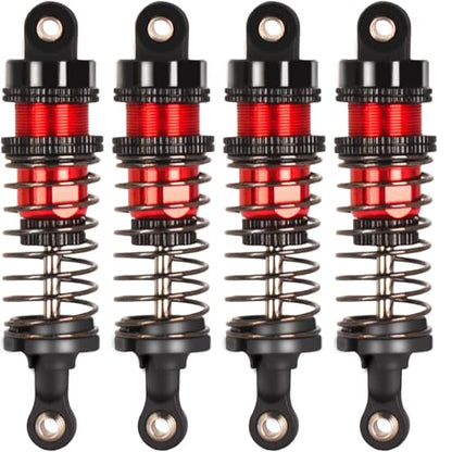 Oiled 4Pcs 66mm Aluminum Oil Shock Set for 1/12 1/14 1/16 RC Cars - Front/Rear Upgrade Compatible with WLtoys 144001, 124019, MJX 16208, HBX - color: Bz-black-red-75mm