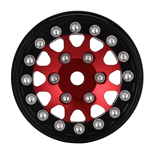 INJORA 1.0 Beadlock Wheels for 1/24 SCX24 1/18 RC Crawler Upgrade (Red) - color: Red