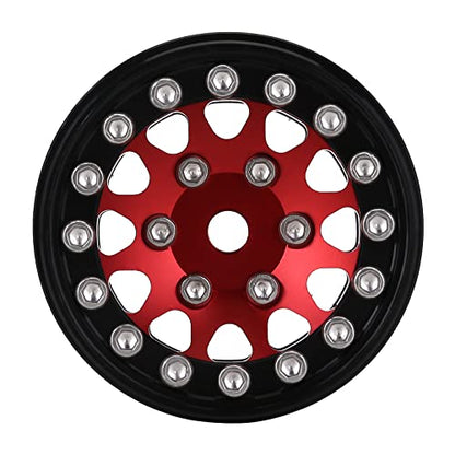 INJORA 1.0 Beadlock Wheels for 1/24 SCX24 1/18 RC Crawler Upgrade (Red) - color: Red