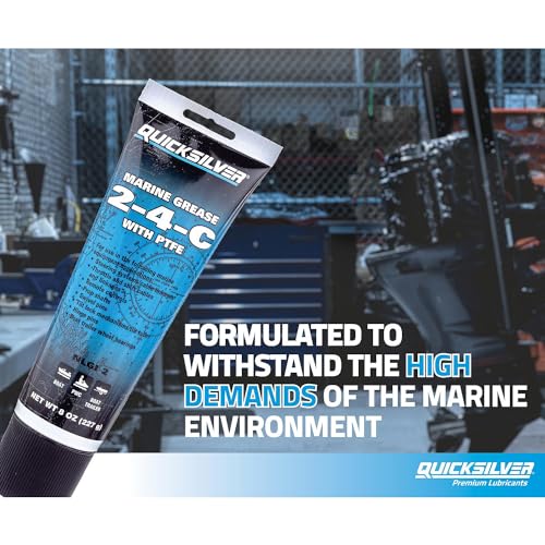 Quicksilver 802859Q1 2-4-C Marine Grease with Teflon, Multi-Purpose Marine Lubricant – 8 oz. Tube - style: 8oz. Tube