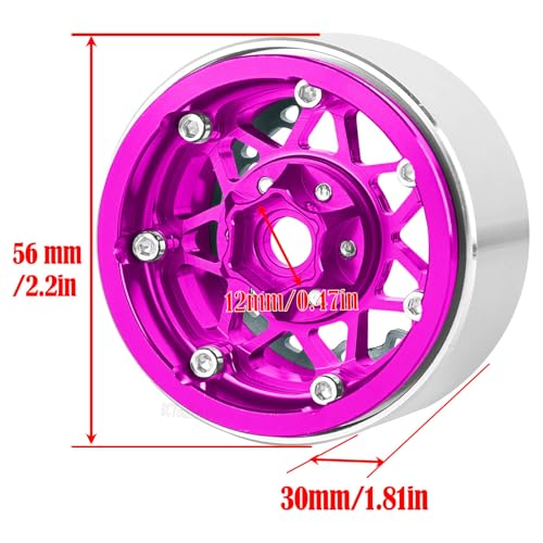 RC Aluminium 1.9 Beadlock Wheel Rims Set for 1/10 SCX10 90046 AXI03007 TRX4 TRX6 VS4-10 Gen7 Gen8 D90 CFX MST RC Crawler,(4PCS) 1.9 RC Beadlock Rims,1.9 rc Wheels,Pink - color: Pink- (Wheel Rims)