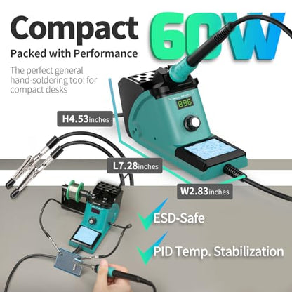 YIHUA 926 III Soldering Iron Station Kit with 12-IN-1 Helping Hands, Solder Dispenser, Lead-Free Solder, 6 Soldering Tips, Desoldering Pump