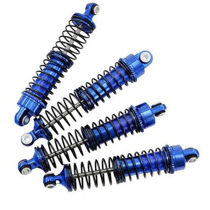 Aluminum Front & Rear Shock Absorber Set for 1/18 RC Cars, Threaded Oil Shocks Suspension Upgrade, 4-Pack (Blue)