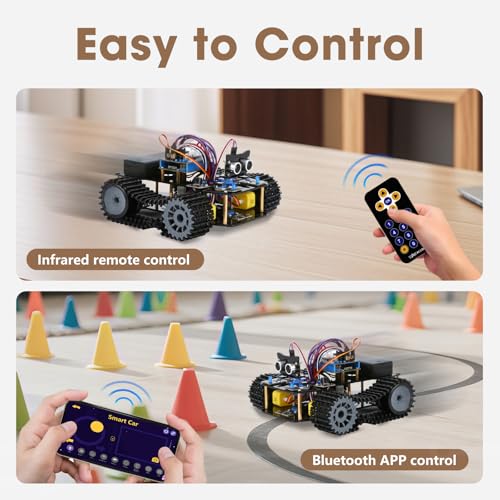 Robotics Kit for Kids Ages 8–12, Smart Robot Tank Car Compatible with Arduino & Scratch & Python, STEM Toys for Boys Ages 8–12, App & Remote Control, Birthday Coding Gift for Boys, Girls and Adults