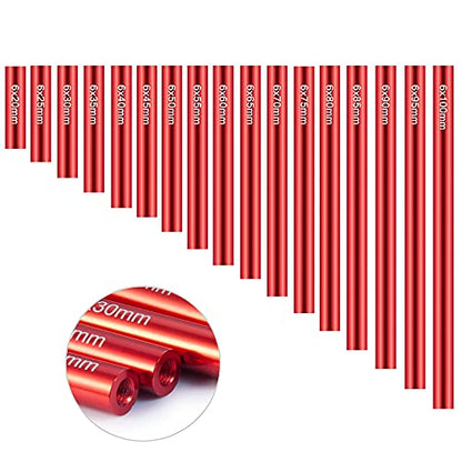 Que-T 17pcs 20-100mm Metal Linkage Pull Rod Kit for 1/10 RC Axial SCX10 Rock Crawler Car Upgrade Parts (Red) - color: Red
