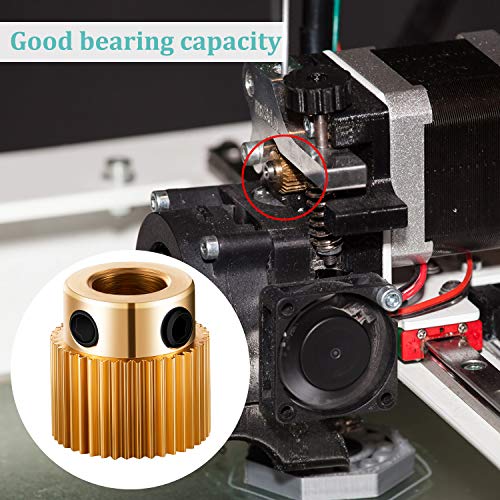Mudder 10 Pcs 40 Teeth Brass Extruder Wheel 3D Printer Parts Drive Gear Extruder Wheel Compatible with Ender 3/3 Pro, Ender 5/5 Pro/5 Plus, Cr-10, Cr-10s, S4, S5