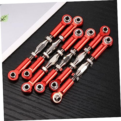 KOMBIUDA 6pcs Rc Car Rod Linkage Kit Aluminum Turnbuckles CNC Milled Easy to Install for Scale Rc Car Parts - color: Red