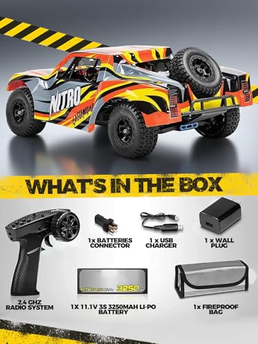 1/8 Scale Brushless RC Cars for Adults，Max 40mph Electric Off-Road Monster Truck,Waterproof High Speed RC Car 4WD Remote Control Car with 3S Lipo 30+ Min Play, All Terrain
