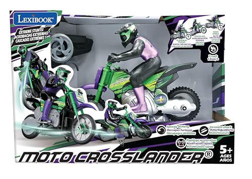 LEXiBOOK, Crosslander RC Motorcycle, RC18 | Up to 12km/h, Light effects, Stunts, Rechargeable - style: Crosslander RC Motorcycle