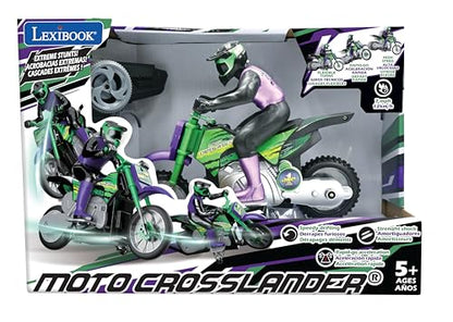 LEXiBOOK, Crosslander RC Motorcycle, RC18 | Up to 12km/h, Light effects, Stunts, Rechargeable - style: Crosslander RC Motorcycle