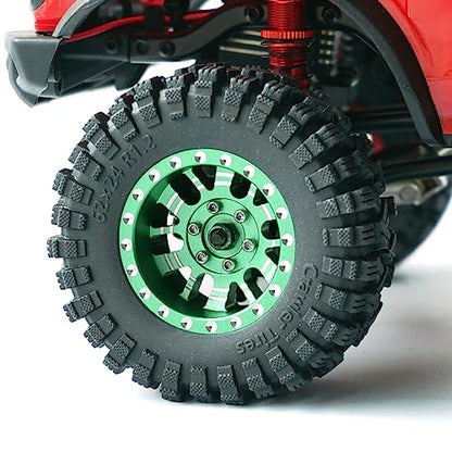 OGRC 1.0 Plus (1.2 Inches) Beadlock Wheel and Tires Set 7mm Negative Offset Wheel Rims SS Super Soft Sticky Tires for TRX4M SCX24 FCX24 AX24 1/24 1/18 RC Crawler Car - 62 * 24mm (Green) - color: Green