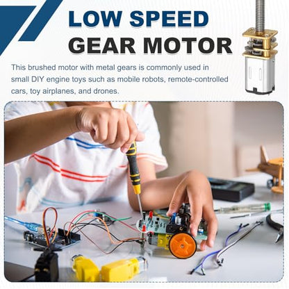 MECCANIXITY 12GF-N20 Low Speed Gear Motor, DC 12V 1600RPM Small Gear Motor with M4 x 52mm Threaded Shaft for DIY Robots RC Cars Engine Toys