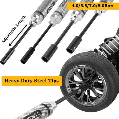 RC Tool Kit w/Height Adjustable Work Stand, 1.5 2.0 2.5 3.0mm Hex, 4.0 5.5 7.0 8.0mm Nut Driver, 17mm Wheel Socket &Screw Tray for 1/10 TRX4 Slash 4X4 BL-2S SCX10 III SENTON L0S1 1/8,Black - color: Black(1set)