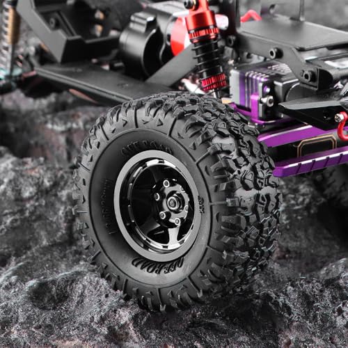 GLOBACT 1.3" Beadlock Wheels for SCX24 AX24 TRX4M 1/18 1/24 (Black) - color: Black