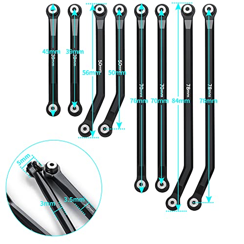 Higher Extra Clearance RC Links Linkage Set for 1/24th Axial SCX24 Gladiator AXI00005 RC Crawler Car Upgrades Parts (Black) - color: Black