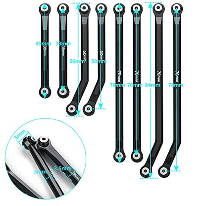 Higher Extra Clearance RC Links Linkage Set for 1/24th Axial SCX24 Gladiator AXI00005 RC Crawler Car Upgrades Parts (Black) - color: Black