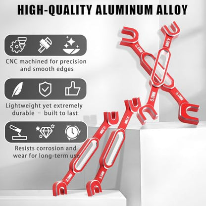 4PCS RC Wrench 3.0/3.2/3.5/3.7/4.0/5.0/5.5/6.0mm Turnbuckle Nut Ball Joint Remover Aluminum Alloy RC Car Repair Tool For RC Crawler Monster Truck Off Road Car Drone Boat Upgrade Parts, Red - color: Red