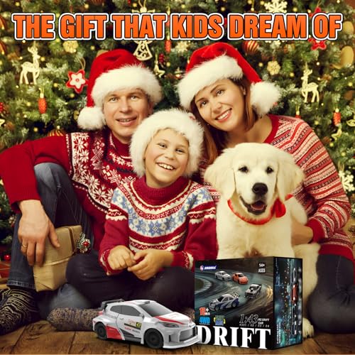 RC Drift car, 1/43 Mini Rc Drift car with Gyroscope, 2.4GHz Full Proportional Remote control Cars, 4WD High Speed Racing with Lights, Racing Tires, Model Cars Gift for Adults, Kids, Boys, Girls - color: White-lr