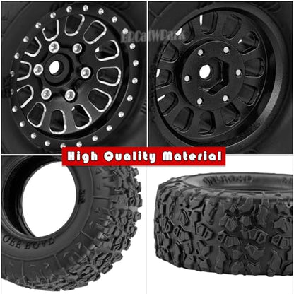 RC 1.3 in Wheel Tires for 1/18 TRX4M 1/24 SCX24 RC Crawler Car,Aluminum 1.3 Beadlock Wheel Rims and Rubber Tires w/Sponge,RC Truck Tires,Black - color: Black - (1.3 Tires)