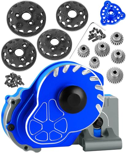 Aluminum Transmission Gearbox w/Gear Upgrades Part for 1/10 Slash 2WD (VXL),Rustler 2WD (VXL),Stampede 2WD (VXL),Bandit 2WD (VXL),Navy Blue - color: Navy Blue - (Upgrades)