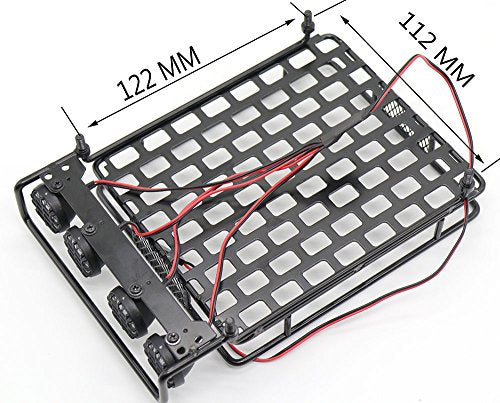 RC 1:10 Roof Luggage Rack LED Light Bar Wrangler Tamiya CC01 SCX10 Axial 515 (Black)
