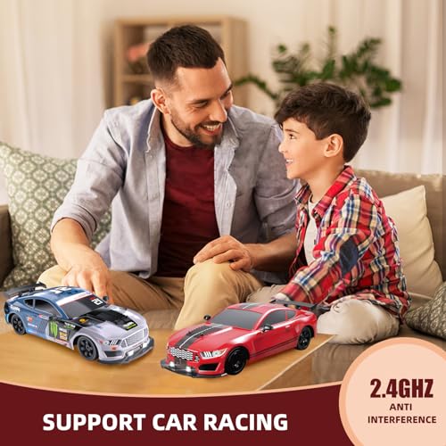 RC Drift Car Remote Control Cars for Adults, 1/16 2.4GHz RC Drifting Car 4WD Drift RC Cars with Spray, LED Lights and Drifting Tires Toy Cars for Boys Kids - color: Blue+wh