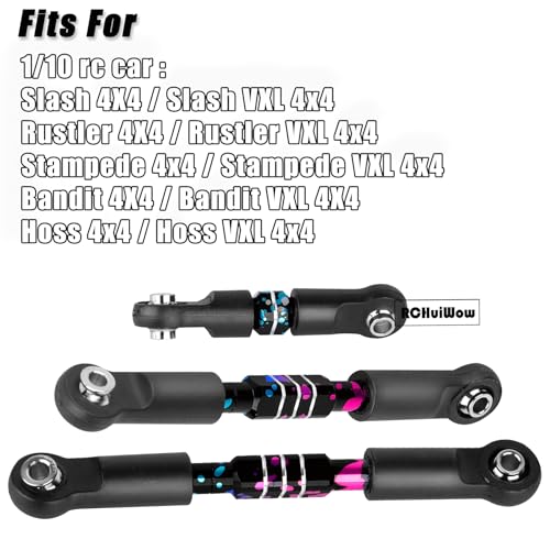 RC Alloy Turnbuckles Camber Links Upgrades Part for 1/10 Slash 4WD(VXL),Rustler 4WD(VXL),Stampede 4WD(VXL),Bandit 4WD(VXL),Hoss 4WD(VXL) Adjustable Tie Rods & Turnbuckles Hops Up,Rainbow - color: Rainbow-1set