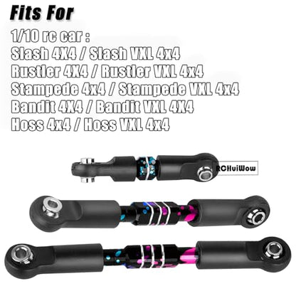 RC Alloy Turnbuckles Camber Links Upgrades Part for 1/10 Slash 4WD(VXL),Rustler 4WD(VXL),Stampede 4WD(VXL),Bandit 4WD(VXL),Hoss 4WD(VXL) Adjustable Tie Rods & Turnbuckles Hops Up,Rainbow - color: Rainbow-1set