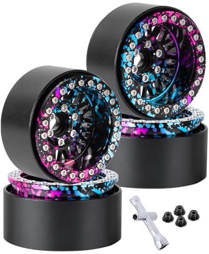 RC 1.9 Wheel Rims for 1/10 SCX10 SCX10 II 90046 SCX10 III AXI03007 SCX10 Pro TRX4 TRX6 Gen7/8 D90 VS4-10 MST CFX RC Crawler Car,4pcs Aluminum 1.9 Wheel Rims,Colour - color: Colour - (Rims)