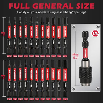 23-Piece Magnetic Hex Head Allen Wrench Drill Bit Set with 2.4" Impact Bit Holder, 1/4" Hex Shank Hex Bits, SAE & Metric Hex Screwdriver Bit Set, S2 Steel Allen Key, Mechanic Home Repair - style: 23 PCS New Version