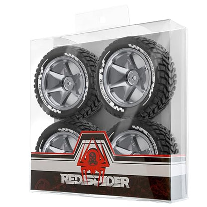 REDSPIDER Aluminum Alloy 1/10 On-Road Rally Wheel Tires 2.95" OD 12mm Hex for 1/10 Tamiya TT01 TT02 XV02 XV01 WLtoys HSP Kyosho WR8 RedCat Sakura HPI (Titanium) - color: Titanium