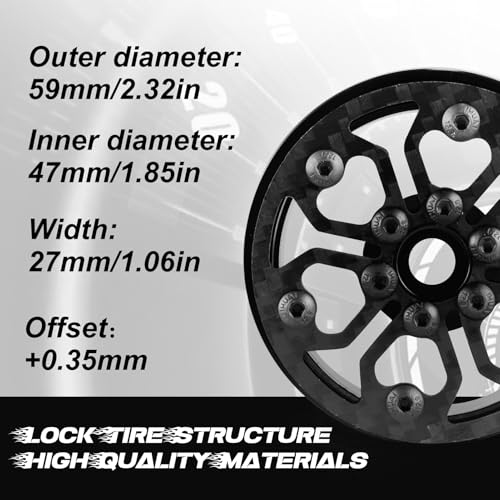 Beadlock Wheel Rims 4PCS 1.9" Upgraded Carbon Fiber Aluminum Wheel Hub Compatible with 1/10 RC Crawler Gen8 TRX-4 Axial VS4-10 Capra SCX10 RC Car Accessories (Patten D) - color: Patten D
