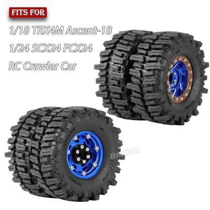 1.3 Dually Beadlock Wheels Tires for RC Crawler Car 1/18 TRX4M Ascent-18,1/24 SCX24 FCX24,RC Off Road Buggy Rally Truck Wheel and Tires,Adjustable Offset Wheels,7mm Hex Rim,Blue Brown - color: Blue Brown - (4pcs 1.3 Beadlock Tires)