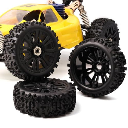 Pre-Glued 1/8 Scale RC Off Road Buggy Tires & 17mm Hex Wheels All-Terrain, Fits 1/8 Arrma Typhon 3S Losi TLR 8Ight X/E 2.0 XT/XTE Team Associated Traxxas Redcat HPI 1/8 RC Truggy Wheels Tyres - color: black 8-spoke