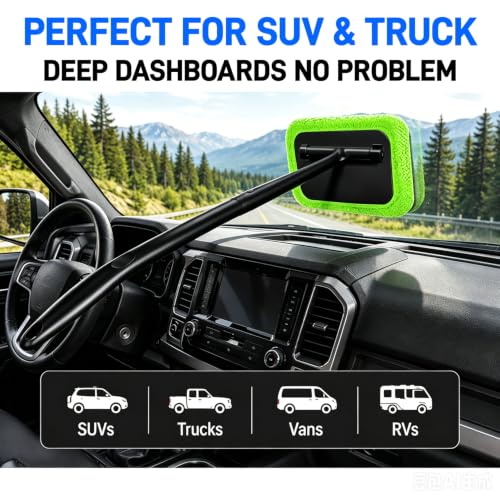 Xindell Interior Windshield Cleaner Tool – Inside Car Window Cleaning Kit with 22“ Detachable Handle, Interior Windshield Squeegee for Clear Vision, Auto Detailing Kit for Car, Home & Outdoor Windows