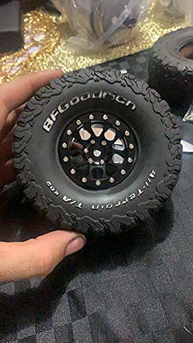 4PCS Metal 1.9" Heavy Duty Beadlock Wheel Rims for 1/10 RC Crawler Axial Scx10 II D90 TRX-4 Tamiya CC01 D110 SCX10 III AXI03007 (Black) - color: Black