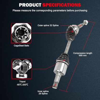 CCIYU CV Axle Shaft Assembly for Chrysler Town & Country 2008-2016, for | for Dodge 2008-2020, for Volkswagen 2009-2011 & for Ram C / V 2012-2015 - Front Left - with Auto Trans 6 - Replace# 60-3553 - size: 17-5800