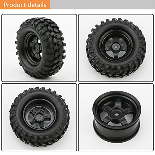 1/10 Buggy Tires 4PCS 12mm Hex 96mm Off-Road RC Wheel | 1/10 Buggy Tire & 5-Spoke Rim Set, 2-piece for Custom Tread/Width, Easy Clean, Replaceable, Durable Off-Road for HSP