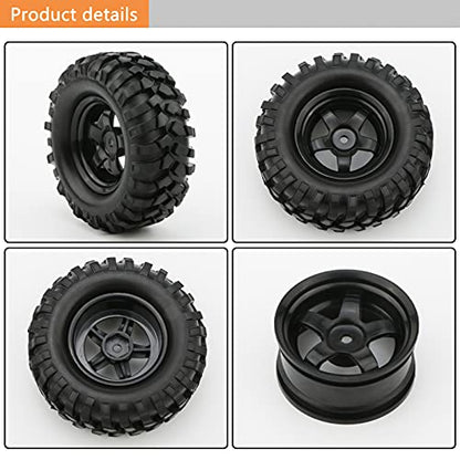 1/10 Buggy Tires 4PCS 12mm Hex 96mm Off-Road RC Wheel | 1/10 Buggy Tire & 5-Spoke Rim Set, 2-piece for Custom Tread/Width, Easy Clean, Replaceable, Durable Off-Road for HSP