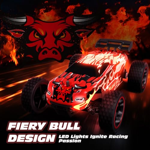 Tecnock RC Cars for Kids, 1:18 Scale 2WD RC Car with USB-C Easy Charging, 2.4GHz Remote Control Car with LED Lights & 50 Mins Playtime, Toys Gifts for Boys & Girls Ages 8-12 - color: Deep Red