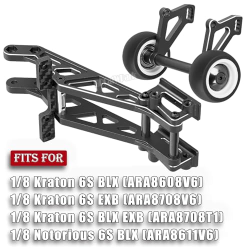 Aluminum Wing Mount & Wheelie Bar Set Upgrades Part for 1/8 Kraton 6S BLX(EXB),1/8 Notorious 6S BLX V6 Brushless RC Monster Trucks,RC Wheelie Bar Wing Mount Set,Replace ARA320758,Black - color: Black - (Aluminum Upgrades Part)