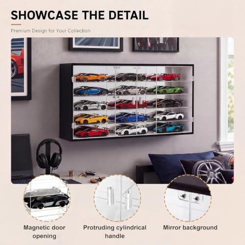 Juexica 1: 24 Clear Acrylic Toy Car Display Case 8 Grids Toy Race Car Display Show Box Diecast Case Wall Mounted Vehicles Shelf for Storage, Christmas Mini Model Figure Lover Gifts - size: 8 Grids