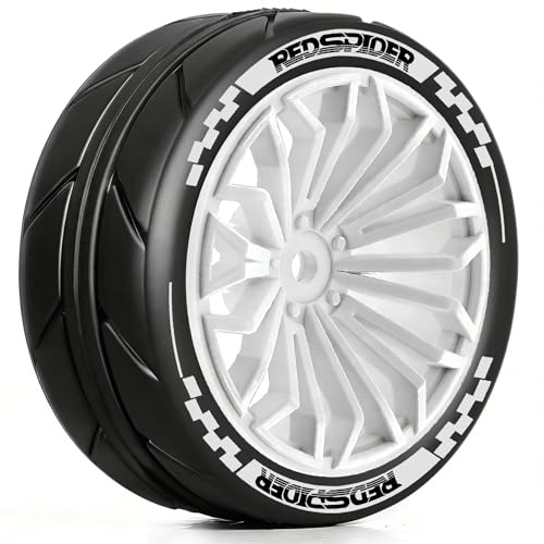 1/10 RC On Road Tires OD 2.55'' & Plastic Wheels 12mm Hex for 1:10 Scale Racing Touring Street Car Tamiya TT01 TT02 XV01 TA06 A959 144001 HPI KYOSHO HSP PTG2 Traxxas (White) - color: White