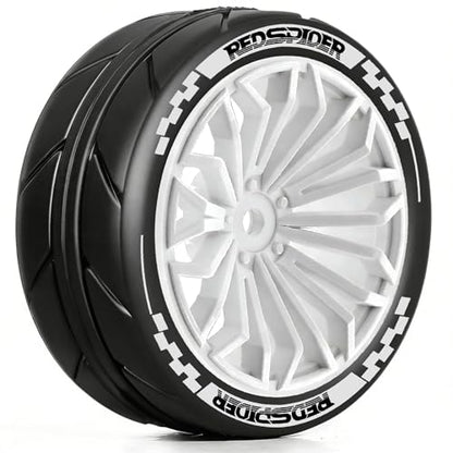 1/10 RC On Road Tires OD 2.55'' & Plastic Wheels 12mm Hex for 1:10 Scale Racing Touring Street Car Tamiya TT01 TT02 XV01 TA06 A959 144001 HPI KYOSHO HSP PTG2 Traxxas (White) - color: White