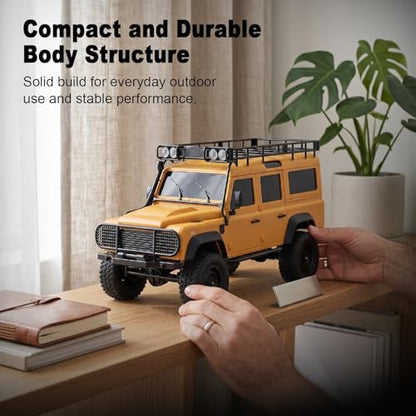 1/18 Scales Remote Control Truck, MN-111 Remote Control Crawler with LED Lights, 2.4GHz Four Wheel Drive Rechargeable Climbing RC Truck for Teens Adults (Yellow) - color: Yellow