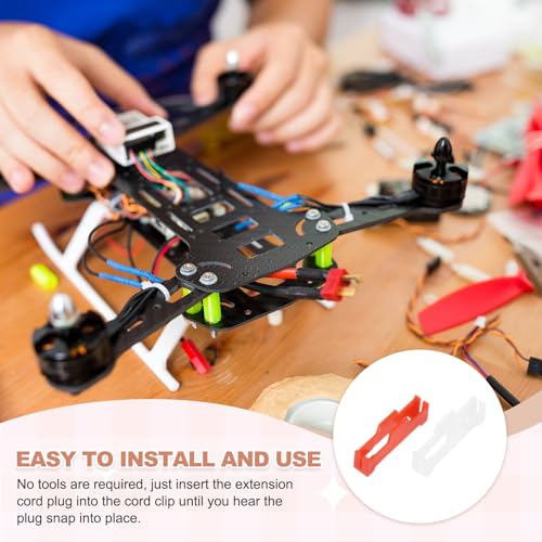 MECCANIXITY 40 Pcs Servo Extension Cable Clips Lock, Servo Cable Safety Connector Lead Wire Buckle Lock for RC Car Plane Boat DIY Y Adapter Cable, White/Red - color: White/Red